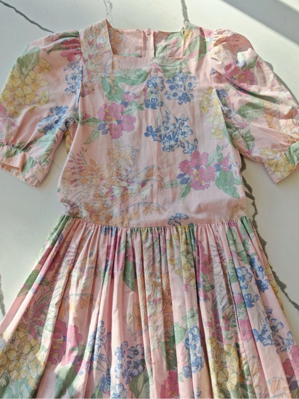Vintage Laura Ashley cottage core dress Pink Prairie midi Puff size 6 - Picture 4 of 13
